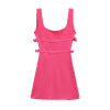 Bow decoration waist cinching short suspender dress for women