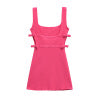Bow decoration waist cinching short suspender dress for women